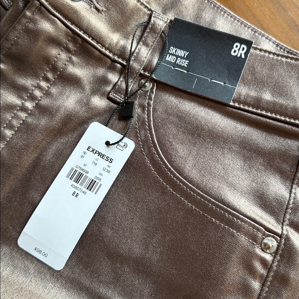 Rose Gold Metalic pants by Express NWT - Picture 9 of 9